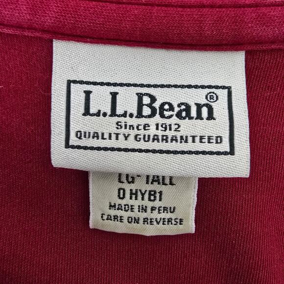 LL Bean Premium Double L Polo Men L TALL Pima Cotton Short-Sleeve w Pocket Red - Picture 10 of 13